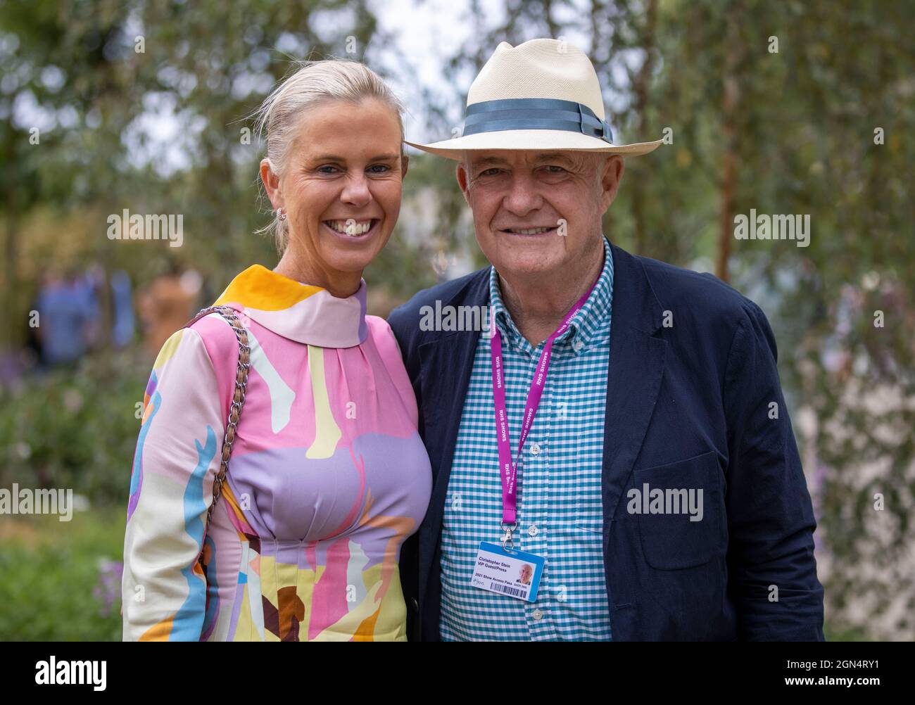 Rick Stein, restaurateur, writer and TV presenter , at the RHS Chelsea Flower Show with his wife Sarah Burns. Stock Photo