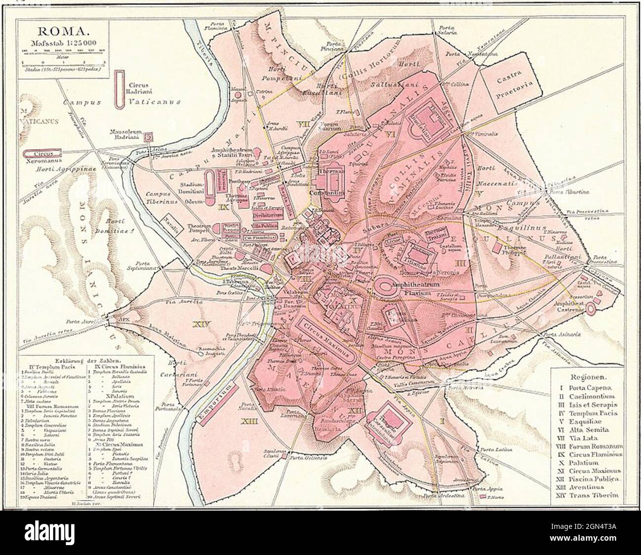 Maps of ancient Roman defensive walls in Rome Stock Photo Alamy