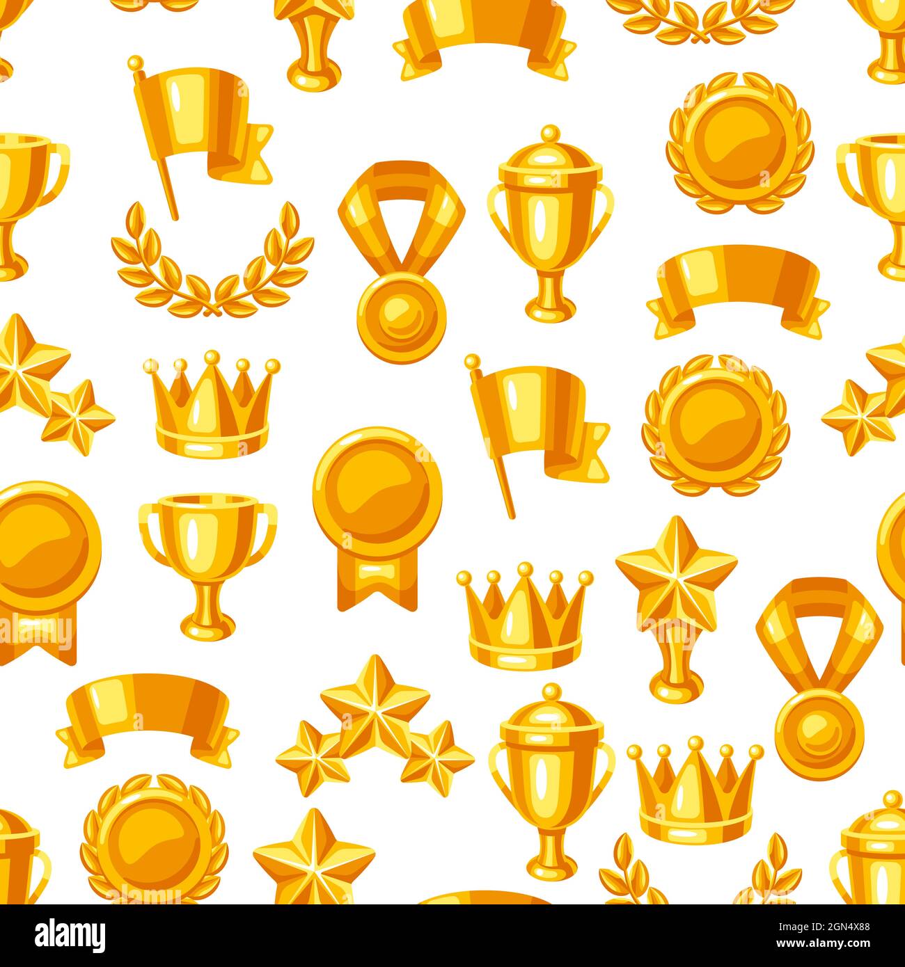 Awards and trophy seamless pattern. Reward items sports or corporate ...