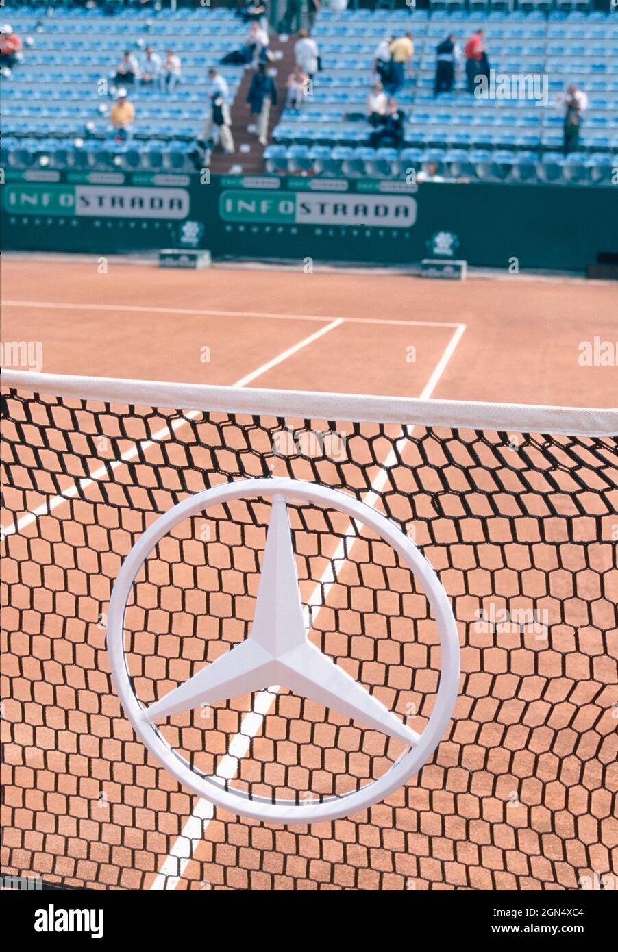 Mercedes-Benz sponsor logo at the Italian Open Tennis Tournement, 1999 Stock Photo