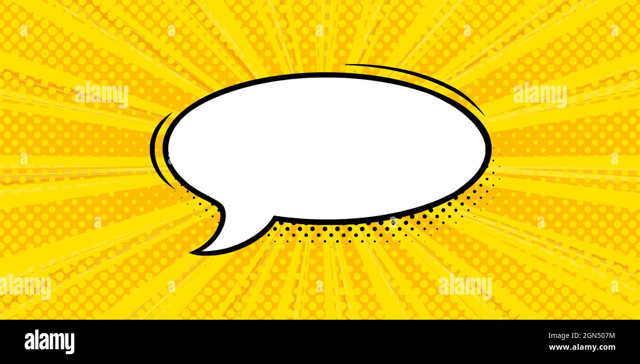 Speech bubble in yellow halftone background. Promotion banner template ...