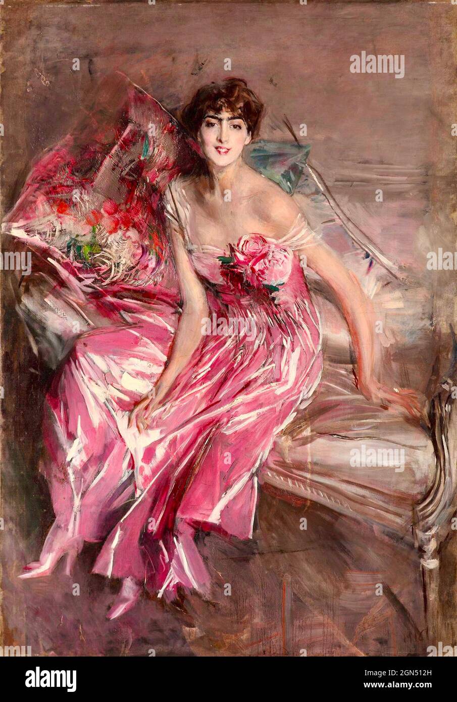 Giovanni Boldini artwork - Lady in Pink - Signora in Rosa Stock Photo