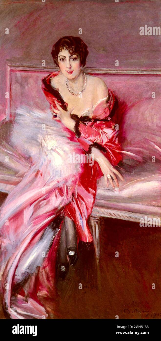 Giovanni Boldini artwork - Madame Juillard in Red Stock Photo