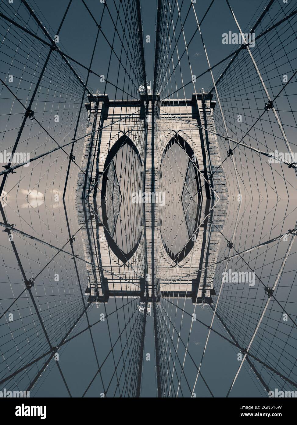 Brooklyn Bridge Tower reflected Stock Photo