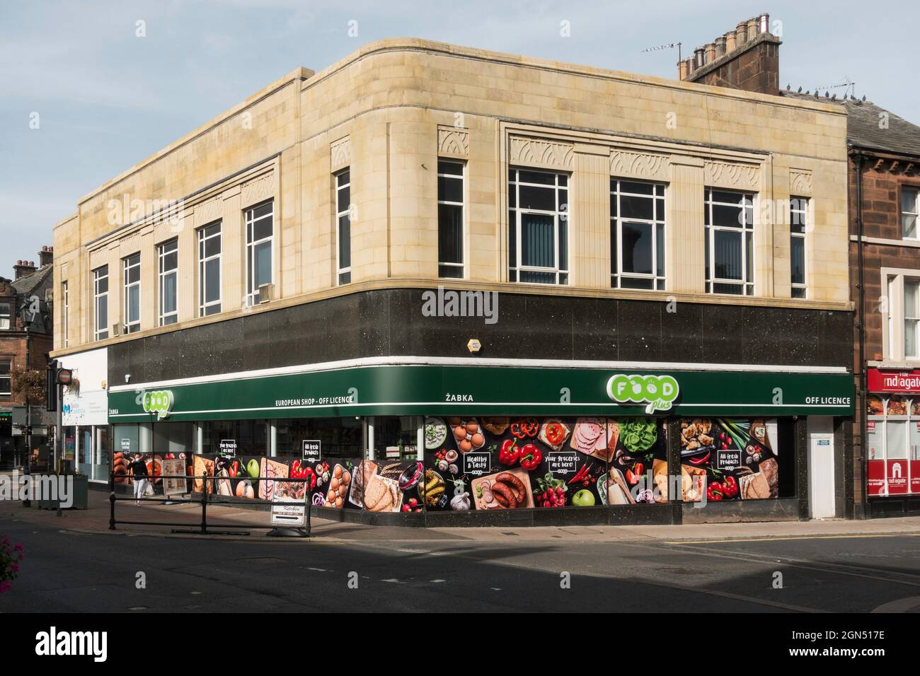Art Deco building in Penrith, currently occupied by the Zabca European food store, Cumbria, England, UK Stock Photo