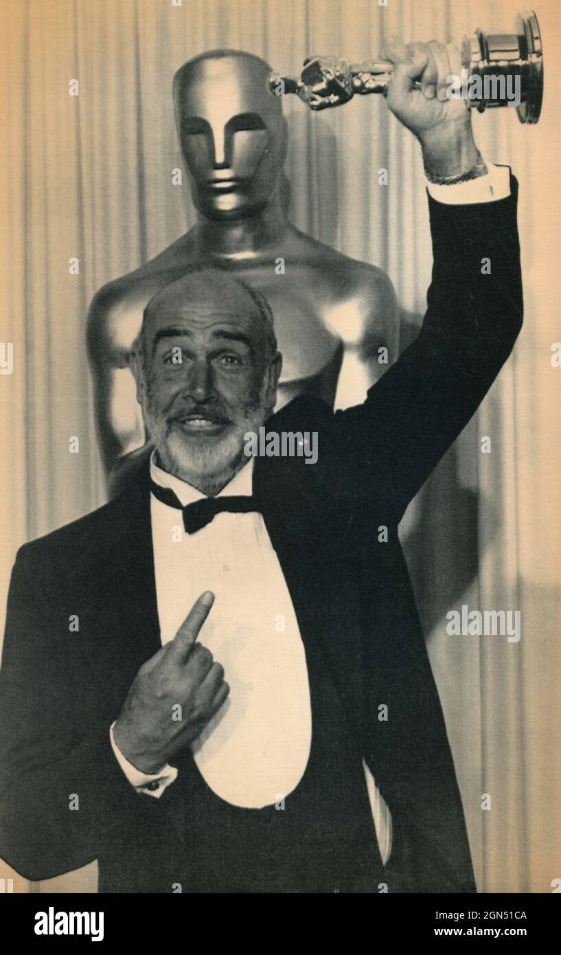 Scottish actor Sean Connery receives the Grammy Award, 1988 Stock Photo