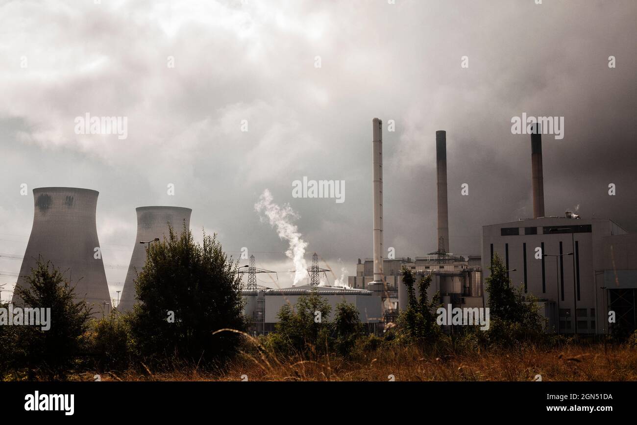 Partly demolished Ferrybridge Power Station in the north of England. Stock Photo