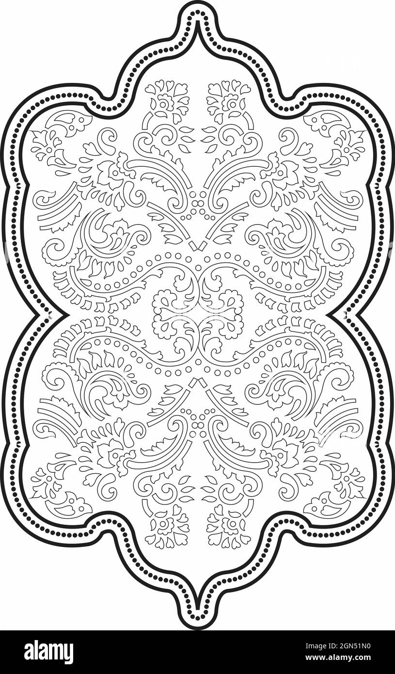 black and white original hand draw line art ornate flower design ...