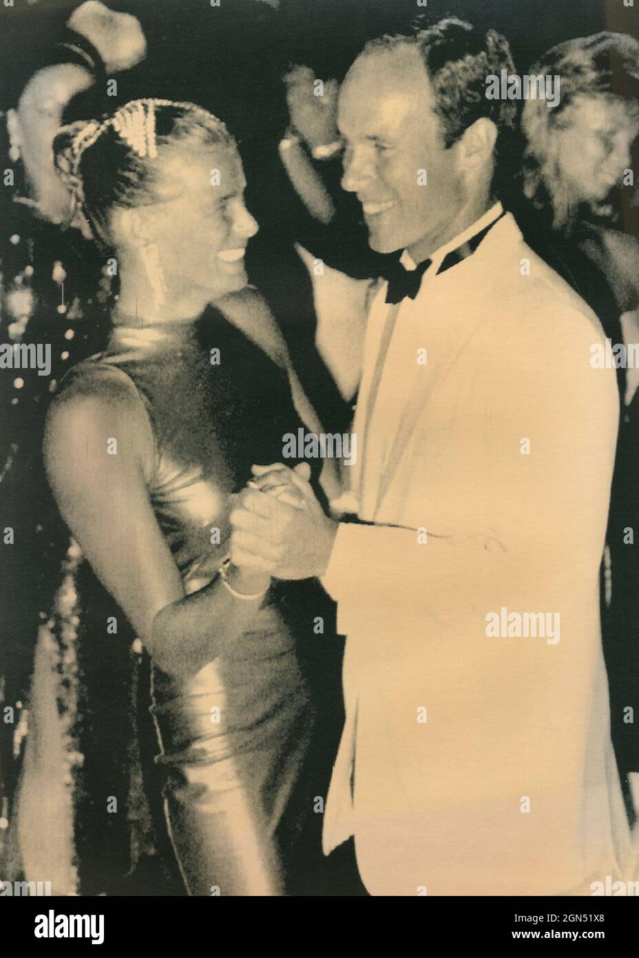 Prince Albert II of Monaco dancing with his sister Princess Stephanie, 1989 Stock Photo
