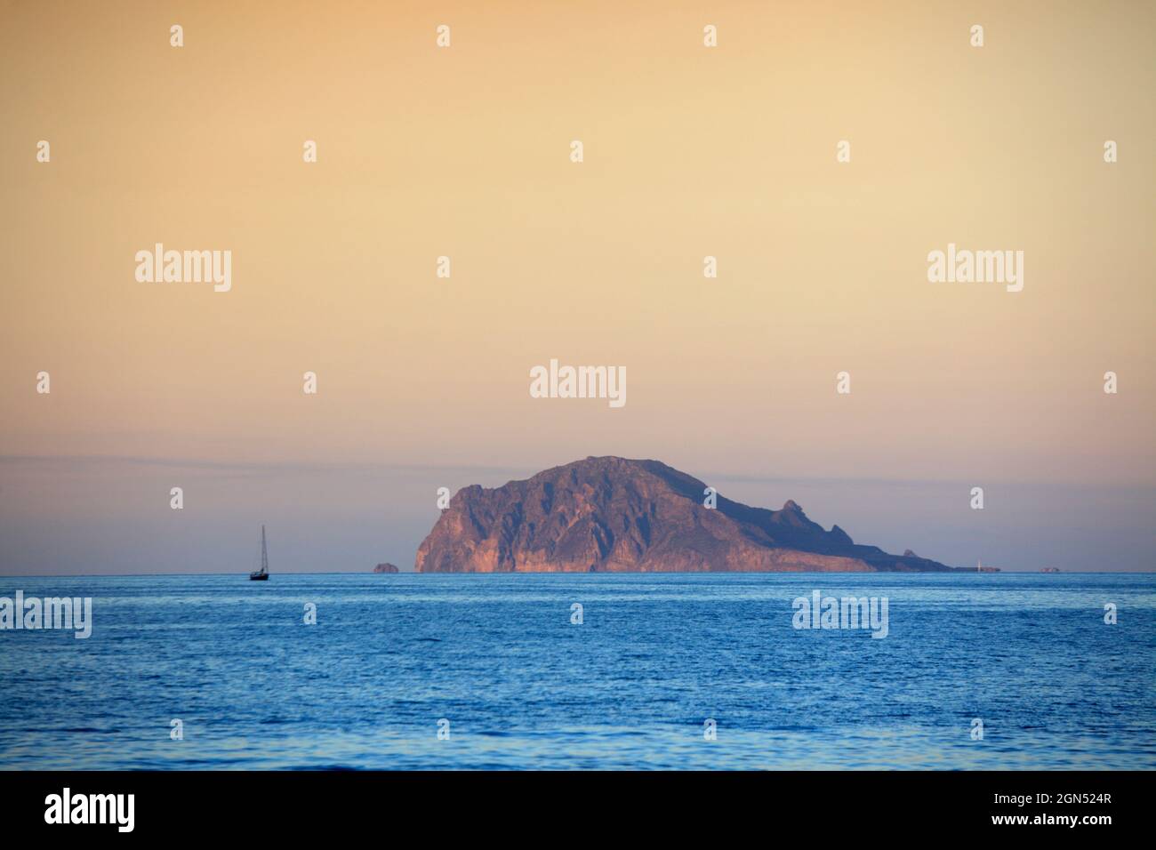 Panarea island seen from Salina, Aeolian Islands, Sicily, Italy Stock Photo