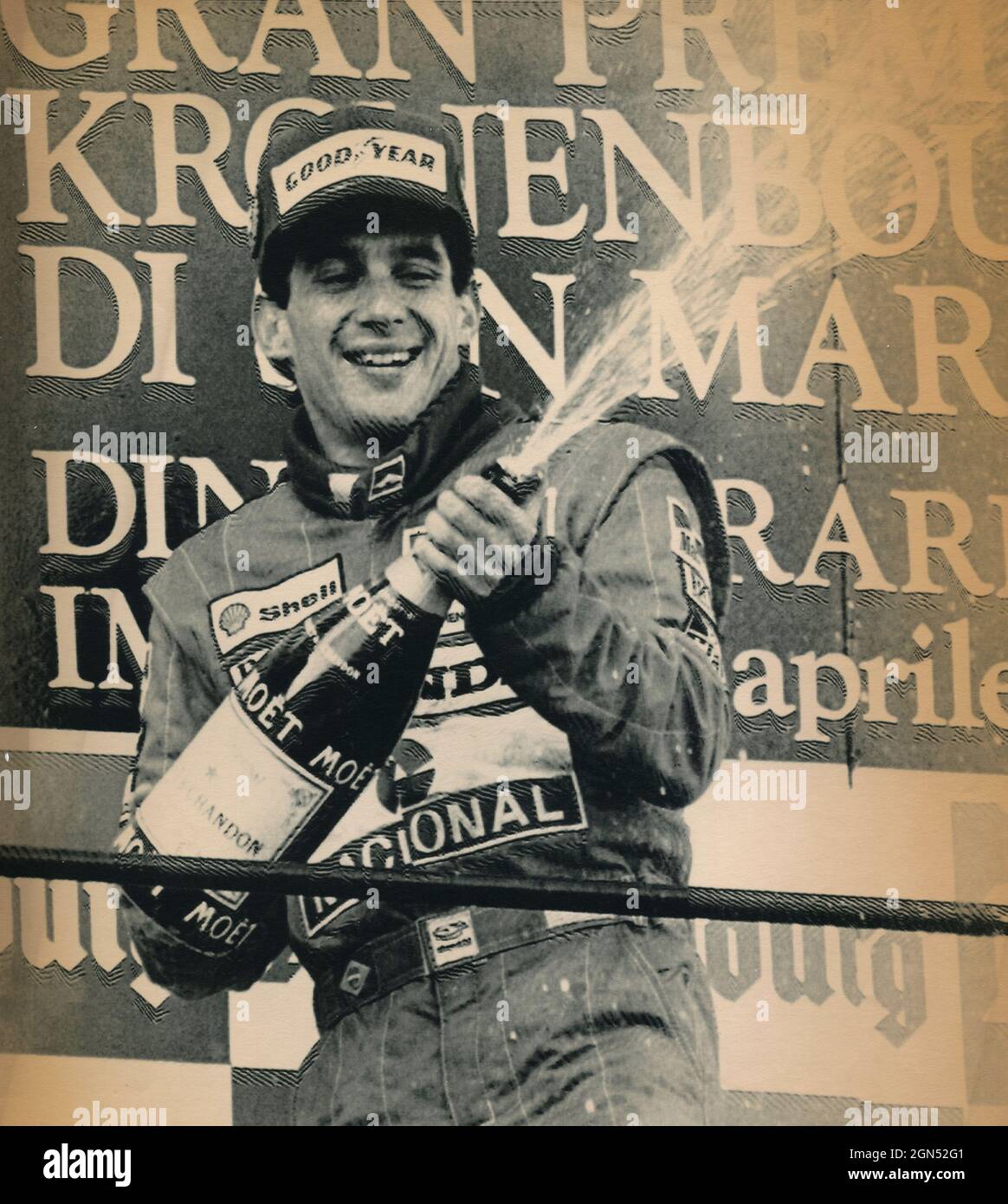 Brazilian racing driver Ayrton Senna, San Marino Grand Prix 1989 Stock Photo