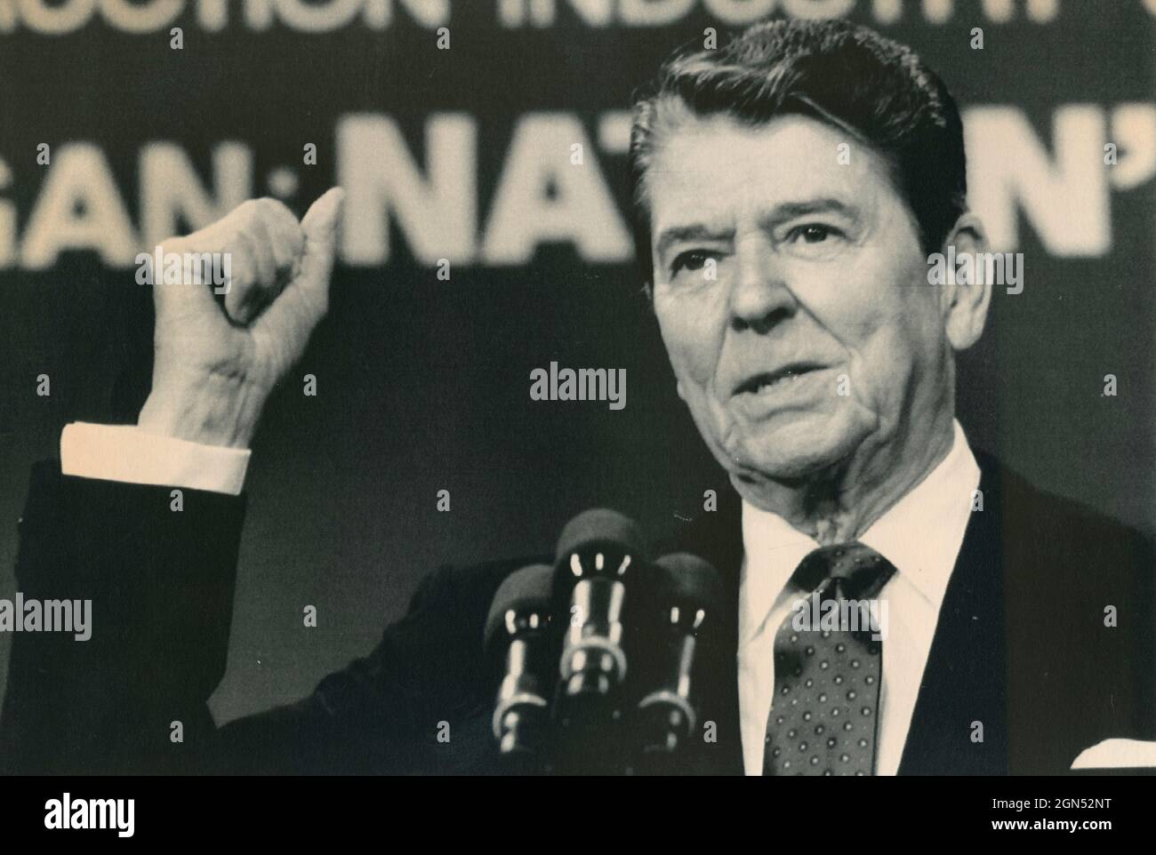 US President Ronald Reagan, 1989 Stock Photo