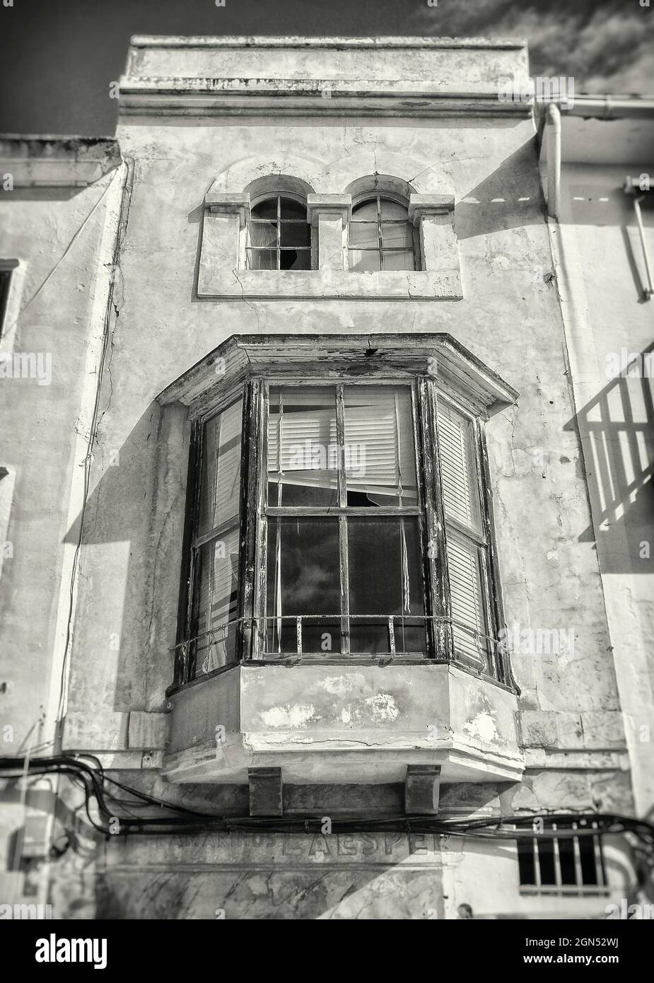 Black and white shot of a building Stock Photo - Alamy