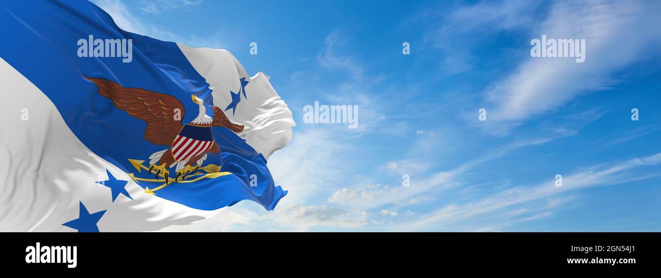 Minsk, Belarus - May, 2021: flag of Vice Chairman of the Joint Chiefs of Staff waving in the wind. USA Departments. Copy space. 3d illustration, Stock Photo