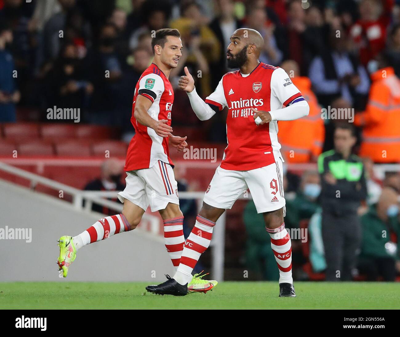 London, England, 22nd September 2021.  Alexandre Lacazette of Arsenal celebrates his goal during the Carabao Cup match at the Emirates Stadium, London. Picture credit should read: David Klein / Sportimage Credit: Sportimage/Alamy Live News Stock Photo