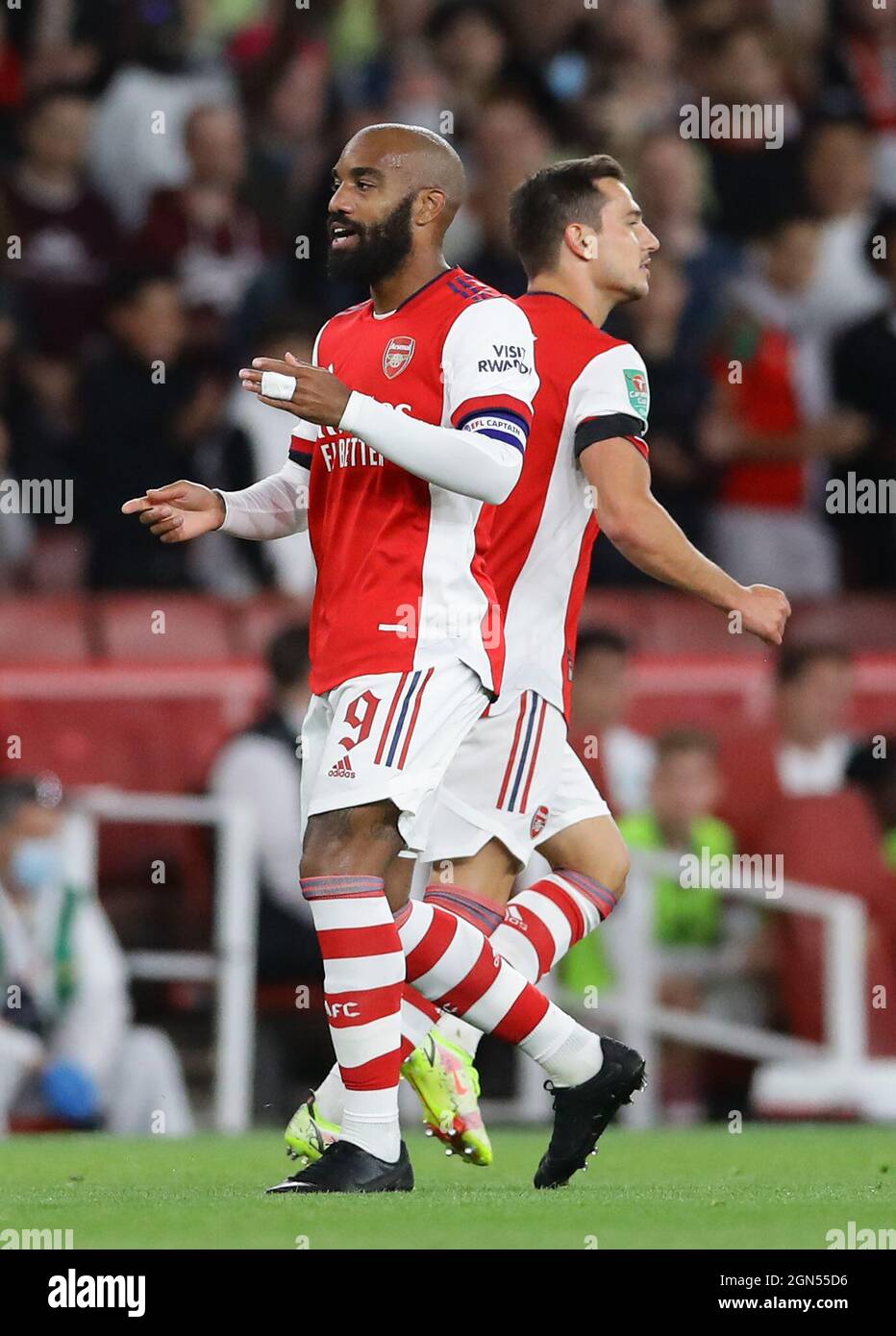 London, England, 22nd September 2021.  Alexandre Lacazette of Arsenal celebrates his goal during the Carabao Cup match at the Emirates Stadium, London. Picture credit should read: David Klein / Sportimage Credit: Sportimage/Alamy Live News Stock Photo