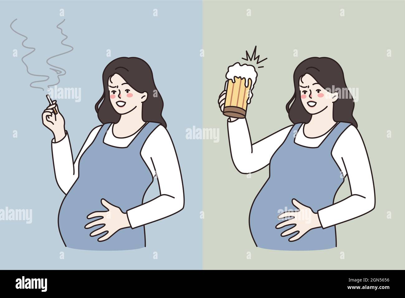 Pregnant woman smoking and drinking Stock Vector Images Alamy