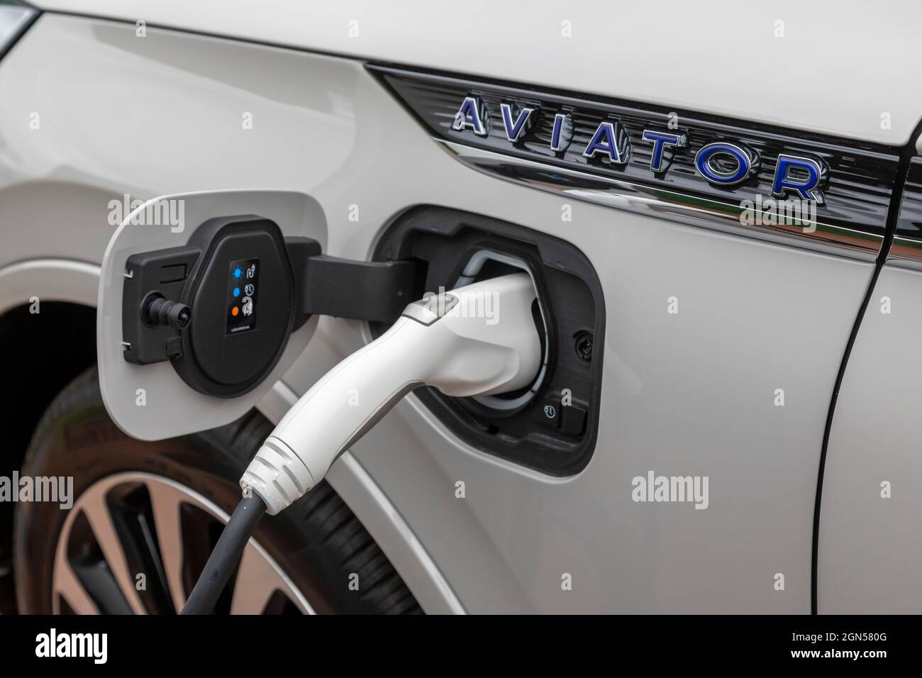 Pontiac, Michigan The Lincoln Aviator plugin hybrid car on display