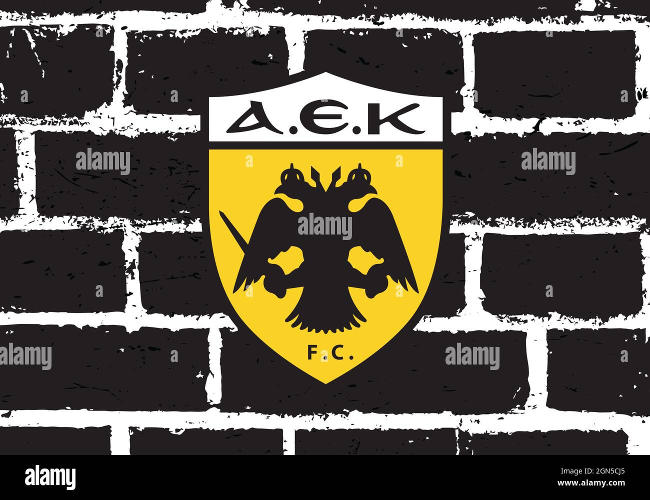 Coat of arms AEK Athens F.C., football club from Greece Stock Photo - Alamy