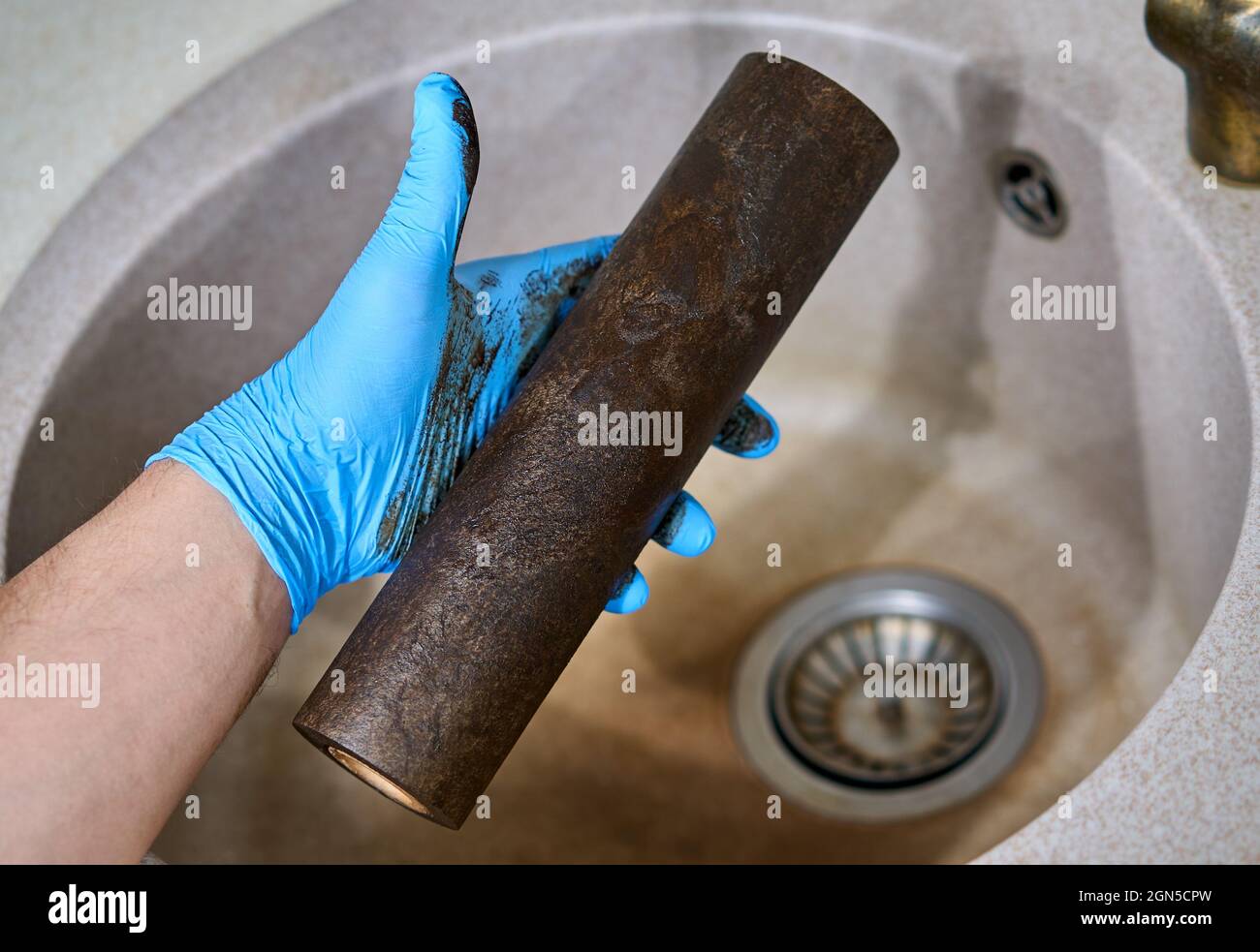 Closeup old and very dirty water filter inch Photo - Alamy