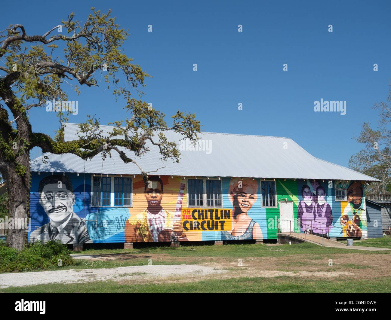 Mural of Etta James and Guitar Bo by Wendo Brunious and JoLean Barkley on the 100 Men D.B.A. Hall in Bay St. Louis, Mississippi Stock Photo