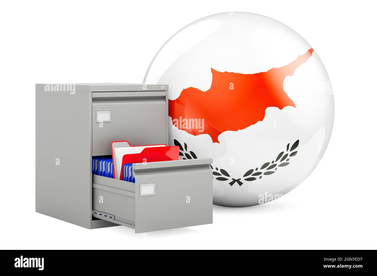 Database in Cyprus, concept. Folders in filing with Cypriot