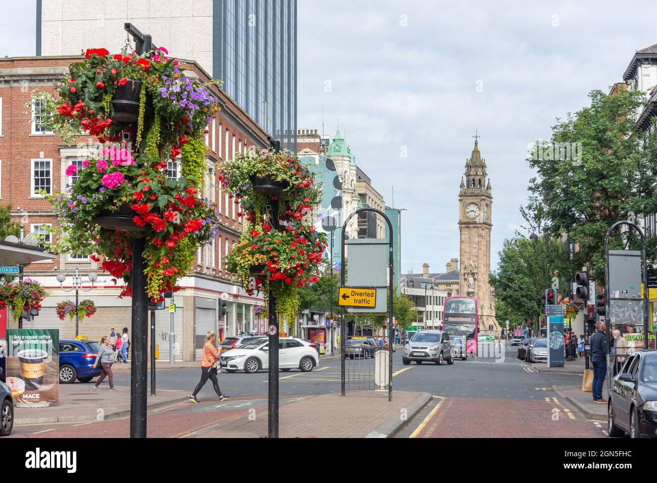 19th century Albert Memorial Clock from High Street, City of Belfast, Northern Ireland, United Kingdom Stock Photo