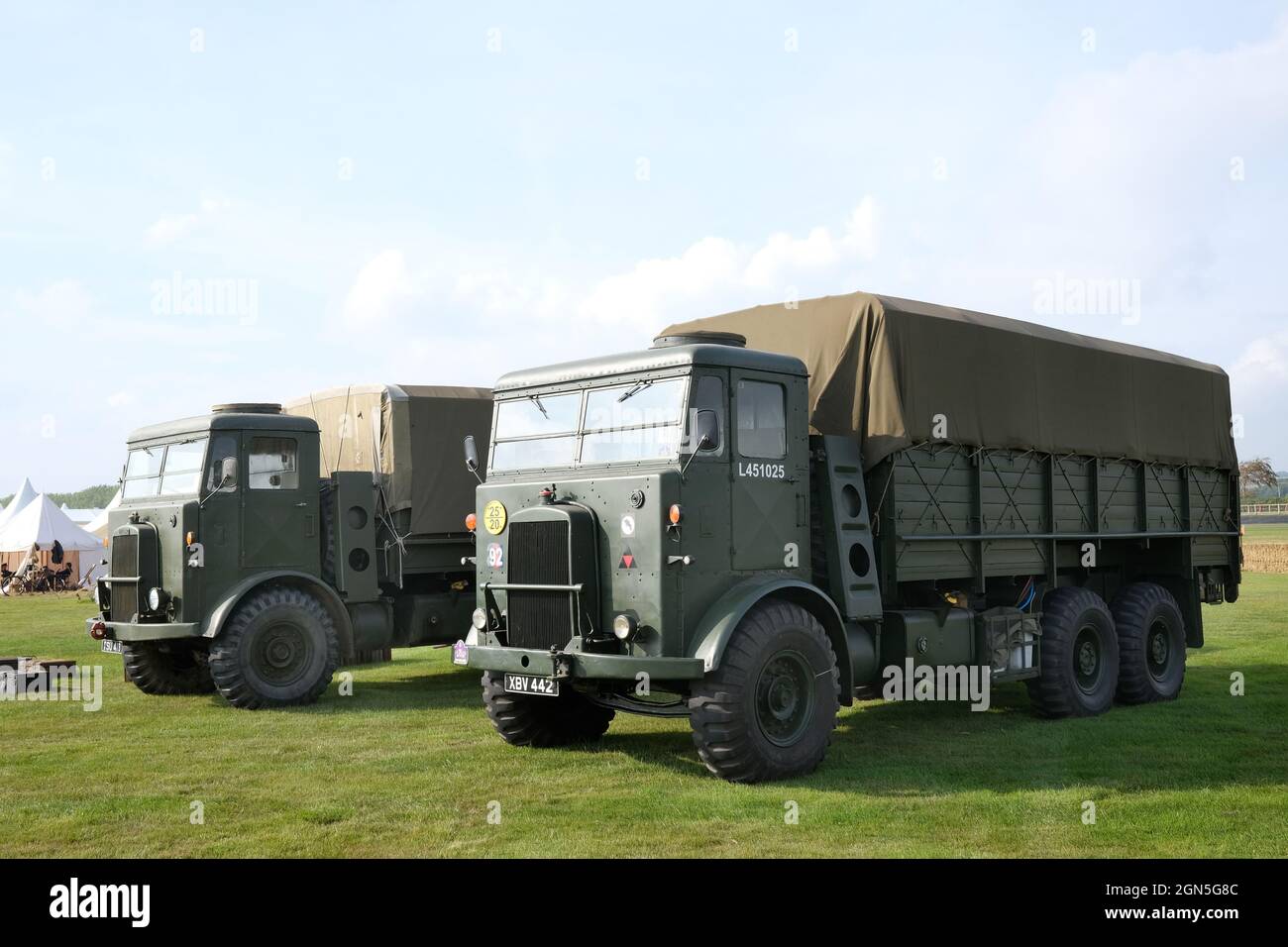 September 2021 - Leyland Hippo 2 Heavy British transport trucks Military display at The Goodwood Revival race meeting for vintage cars and motorbikes. Stock Photo
