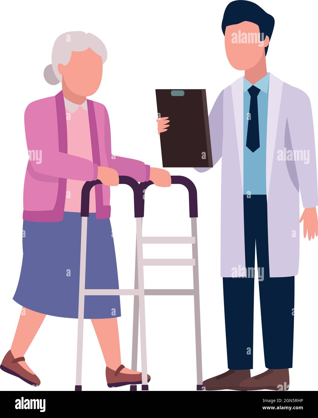 doctor and grandmother using walker Stock Vector Image & Art - Alamy