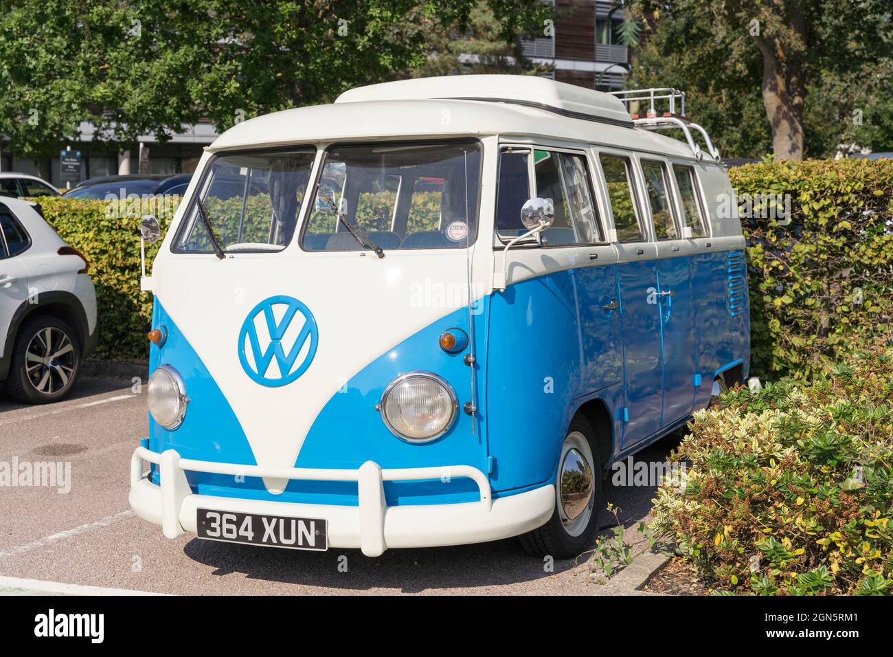 Blue VW VOLKSWAGEN TRANSPORTER, Hatfield, England Stock Photo - Alamy