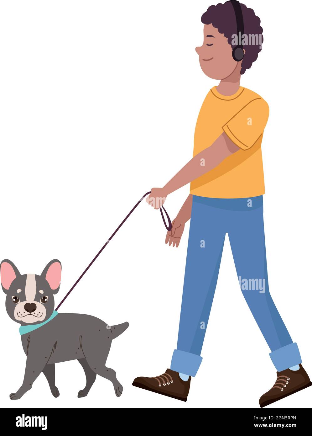 afro man walking with dog Stock Vector Image & Art - Alamy