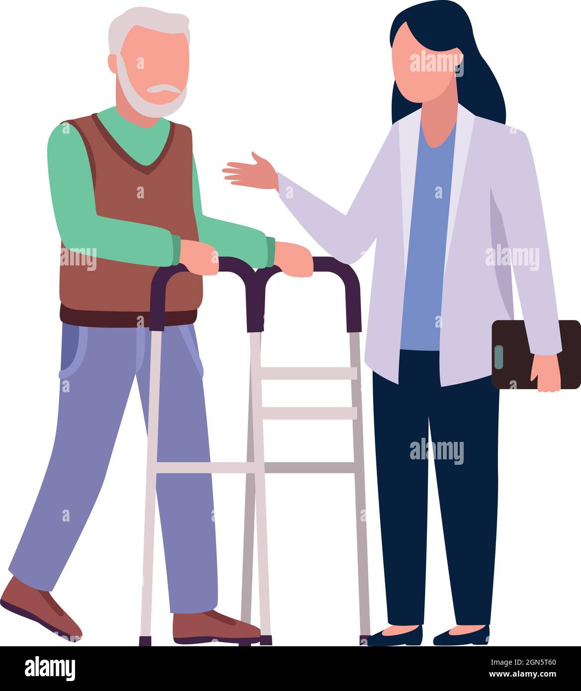 doctor and grandfather using walker Stock Vector Image & Art - Alamy