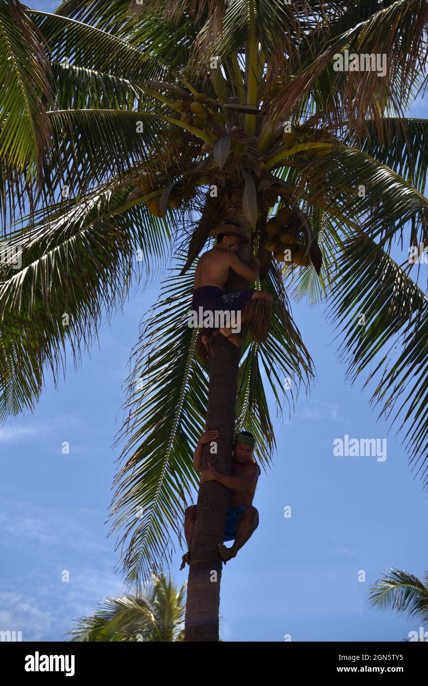 Oahu HI U.S.A. 6/3-4/2021. Polynesian Cultural Center. Opened 10/12/1963. Polynesian Islands: Samoa, Aotearoa, Fiji, Hawaii, Tahiti and Tonga. Shops Stock Photo