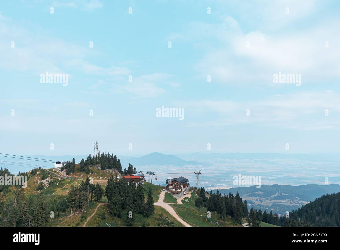 Rope Way View Panoramic view of a ropeway in highlands and the sky Stock Photo - Alamy