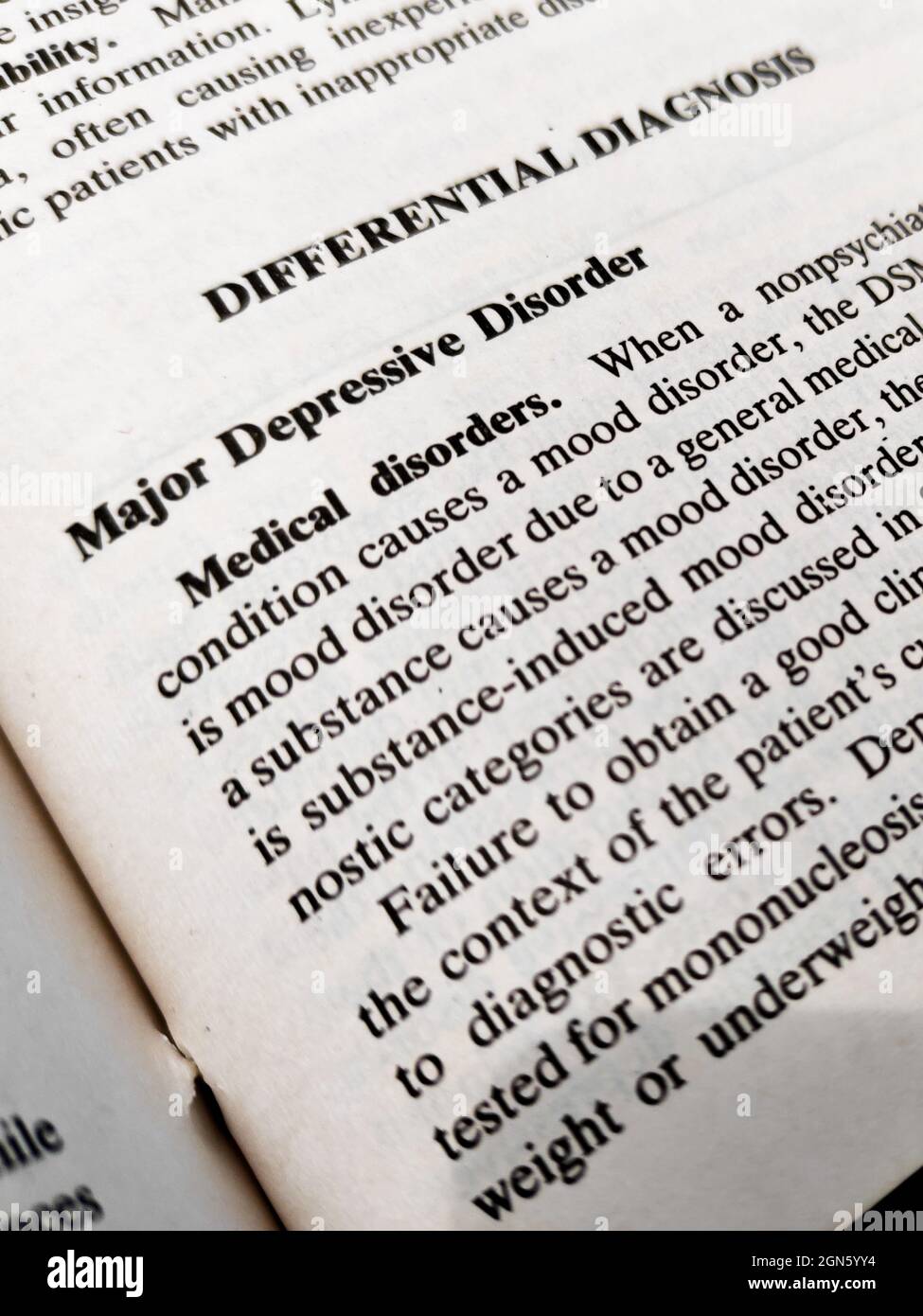 Book page with a paragraph about medical disorders Stock Photo - Alamy