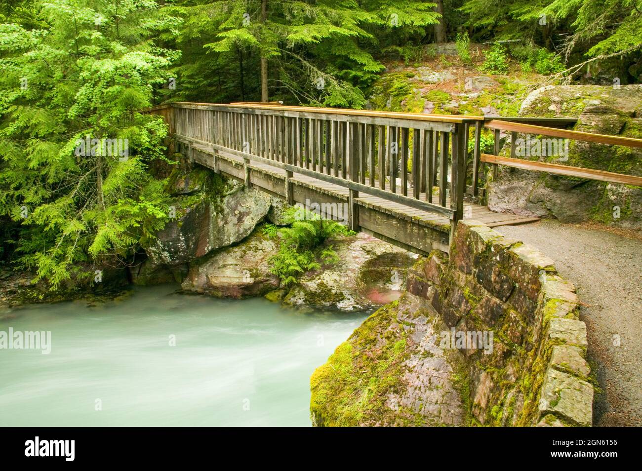 Wooden Footbridge Over Avalanche Creek In Glacier National Park wooden-footbridge-over-avalanche-creek-in-glacier-national-park