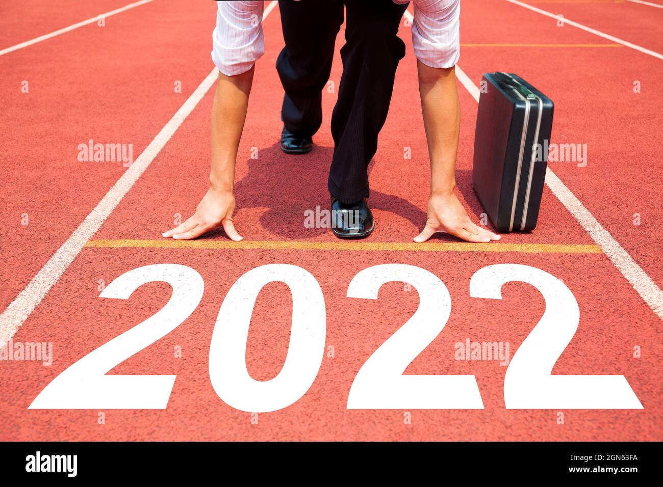 Business man Start to new year 2022 plans. ready and start concepts Stock Photo