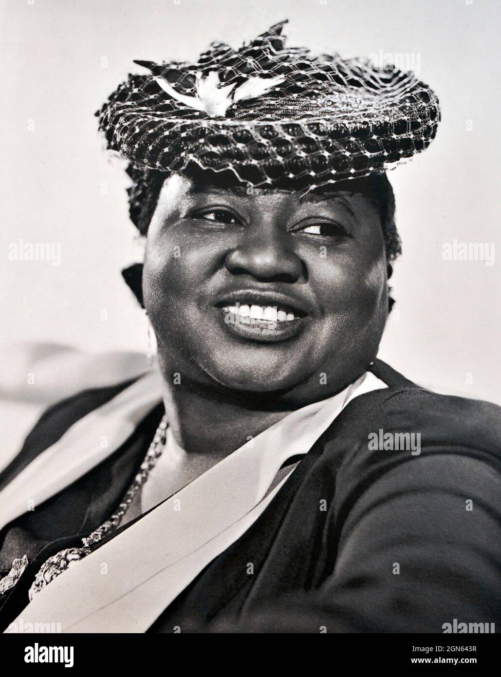 Vintage black and white portrait of Oscar winner Hattie McDaniel at the Academy Museum of Motion Pictures, Los Angeles, California, Stock Photo