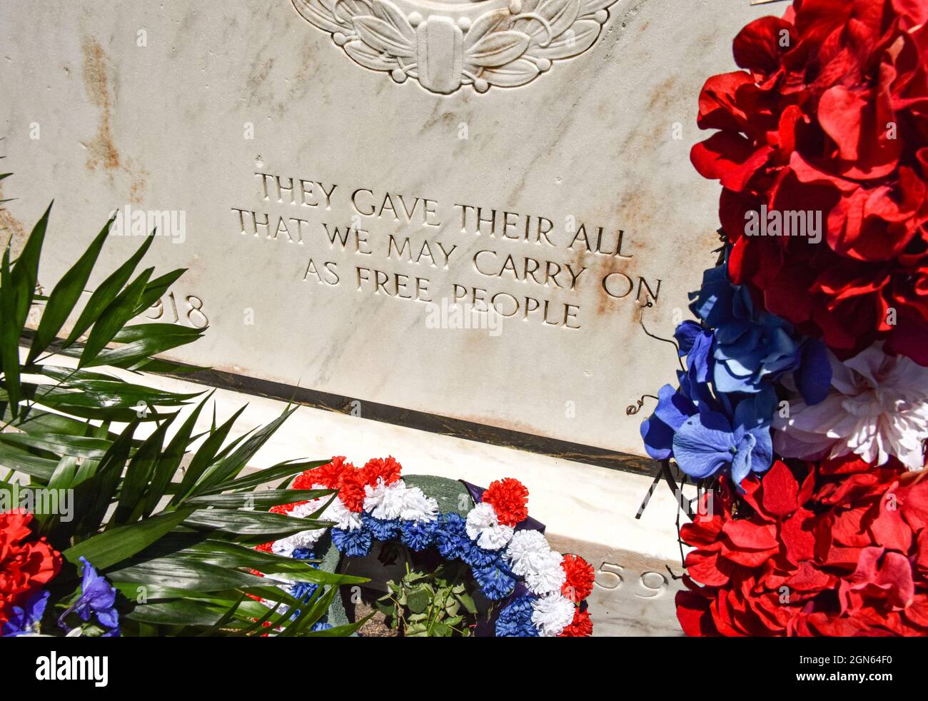 War Memorial with a meaningful inscription of tribute to the fallen.. Stock Photo