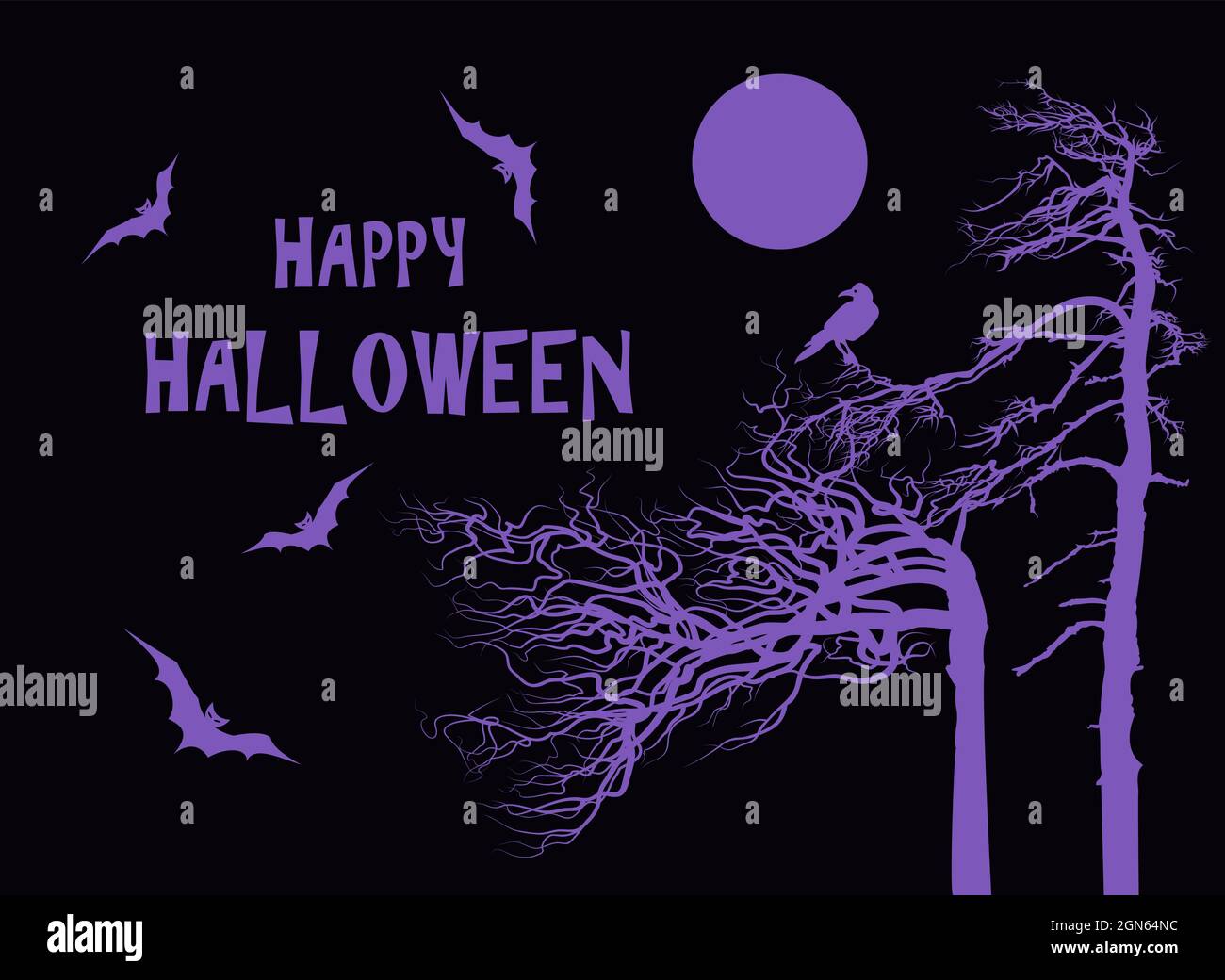 Halloween illustration on black background. Vector illustration. Stock Vector