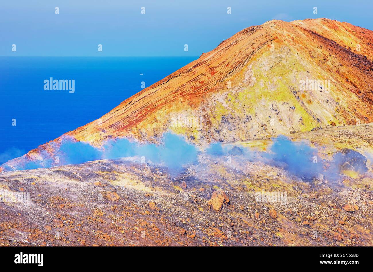 Gran Gratere, Vulcano Island, Aeolian Islands, Sicily, Italy Stock Photo