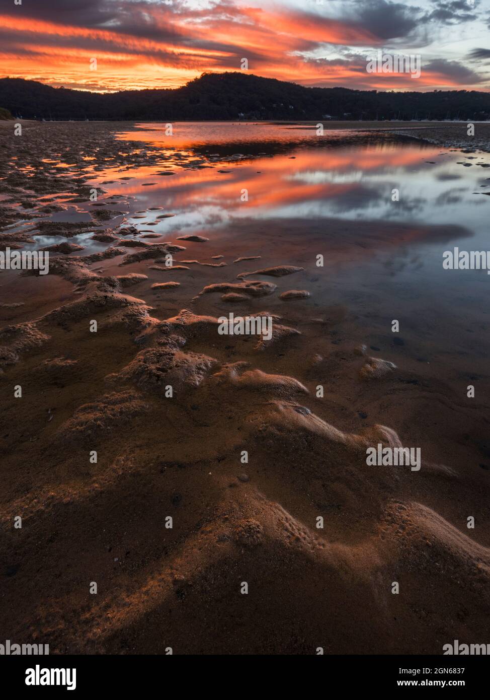 patterns in the sand at ettalong on NSW central coast Stock Photo