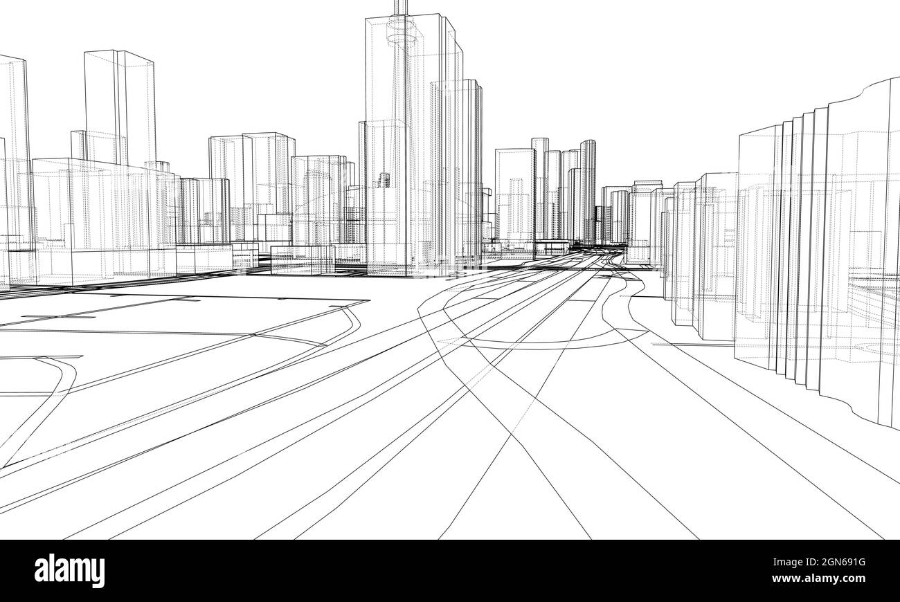 Vector 3d urban landscape. Buildings and roads Stock Vector Image & Art ...