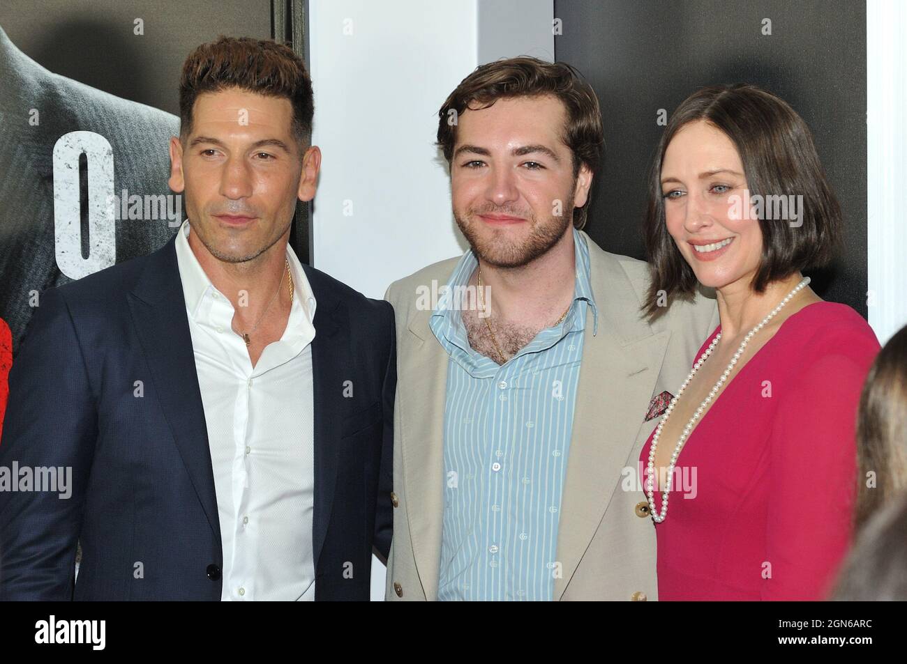 L-R: Jon Bernthal, Michael Gandolfini and Vera Farmiga attend the