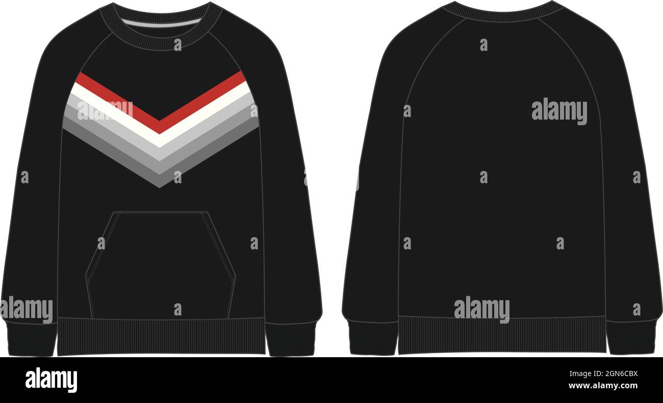 https://c8.alamy.com/comp/2GN6CBX/cotton-fleece-jersey-long-sleeve-sweatshirt-with-chest-stripe-print-technical-fashion-flat-sketch-vector-template-front-and-back-views-2GN6CBX.jpg