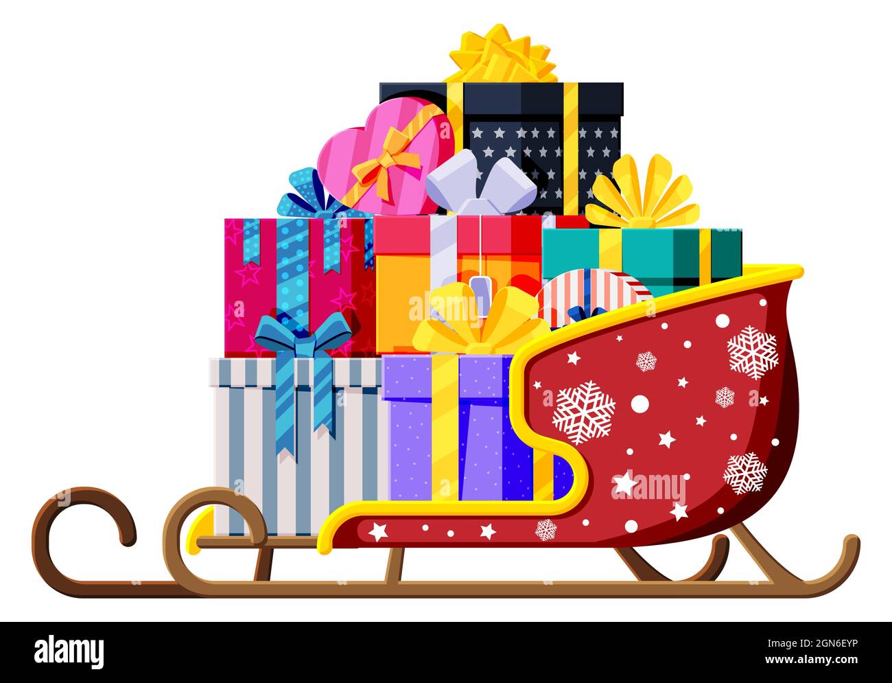 Christmas Santa Claus sleigh with gifts boxes Stock Vector Image & Art ...