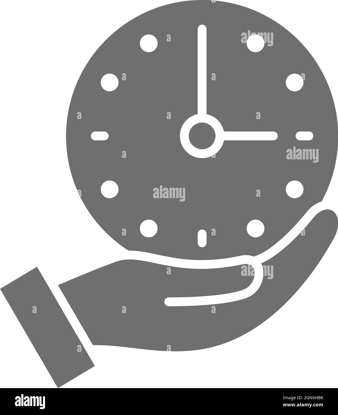 Clock in hand, time management grey icon Stock Vector Image & Art - Alamy