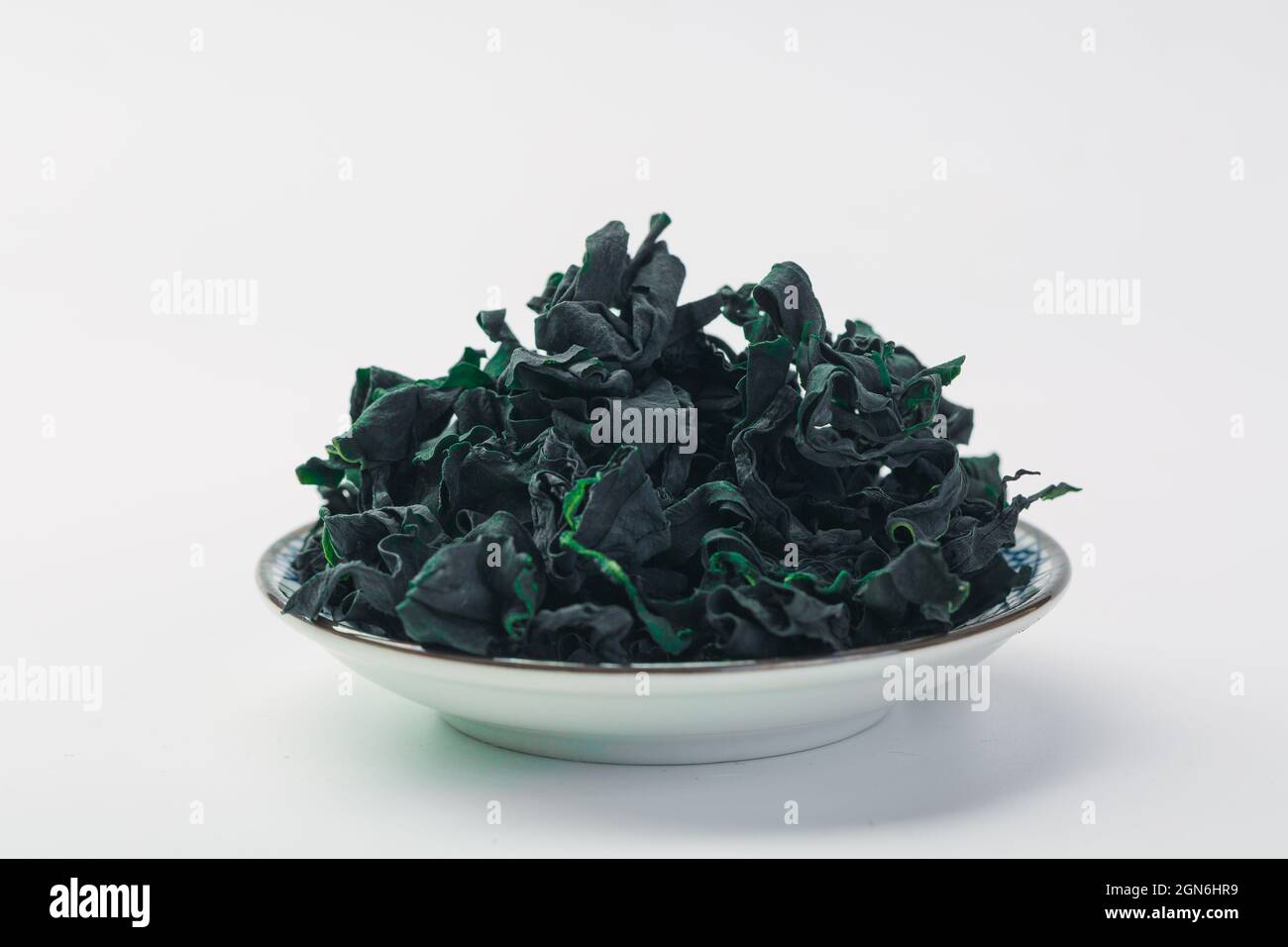Suringar Dehydrated Sea mustard on white background,Undaria pinnatifida Suringar ...