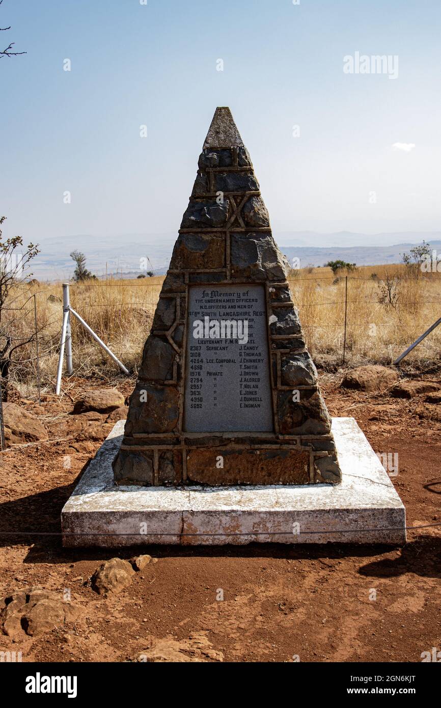 BERGVILLE, SOUTH AFRICA - Aug 30, 2021: A vertical shot of the monument at Spionkop Battlefield near Bergville, Kwa-zulu Natal Stock Photo