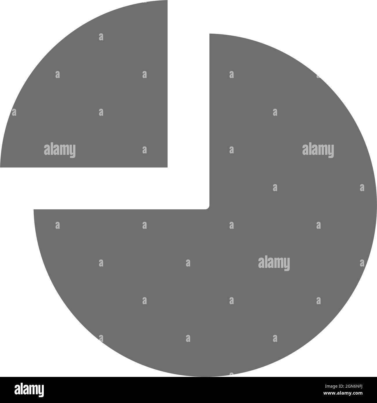 Pie chart with segment grey icon. Isolated on white background Stock Vector
